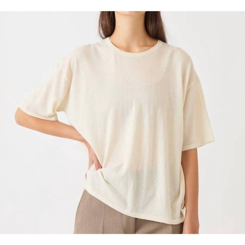 NEW DEMYLEE NEW YORK hazel short sleeve shirt top in ivory